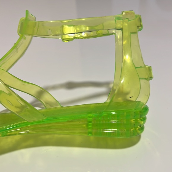 Jelly Sandals 90’s style, adjustable ankle strap, Lime Green Sz 5 - Picture 9 of 10